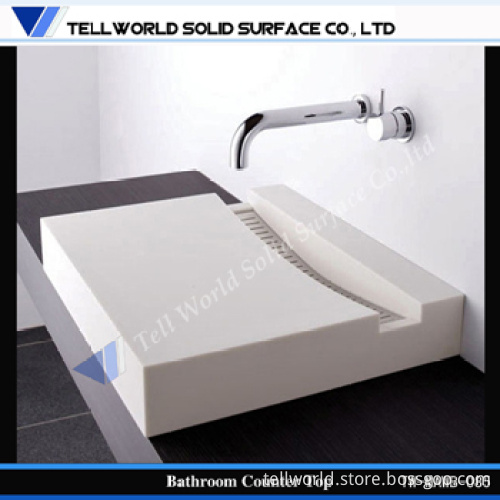 Unique Design High Gloss Corian Solid Surface Bathroom Furniture, Wash Basin Design
